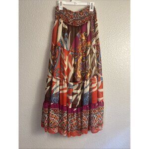 Cache Maxi Skirt Size Small y2k 90s Pull Over Elastic Waist Multicolored Hippie